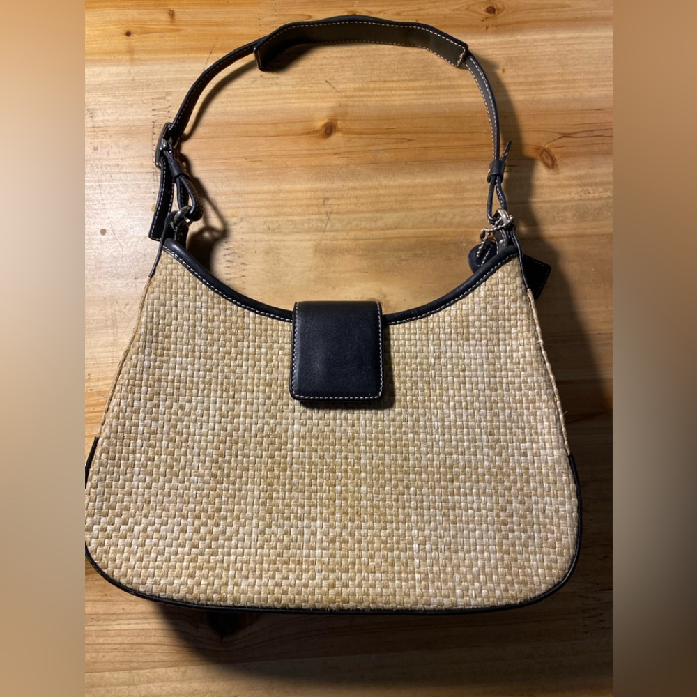 Coach Vintage Red Straw Woven Leather trim Small Shoulder Bag MOK-8159.